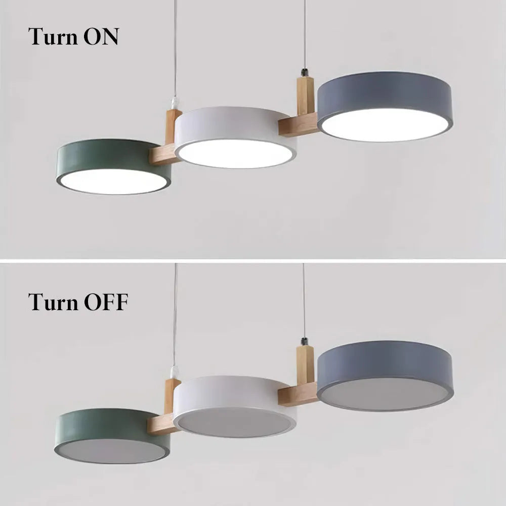 Three-Light Hanging Fixture Metal & Wood 30 in Wide for Kitchen Island Dining Table Adjustable Cord Modern Industrial Overhead Illumination
