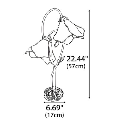 Dual-Shade Glass Flower Desk Lamp 22 in Tall with Resin Base for Bedside Reading Light Vintage Inspired Metal Accent Lighting for Home Offic