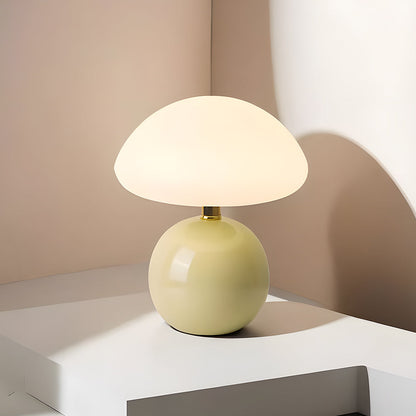Ceramic Accent Lamp 9 in LED Mushroom Style 24W for Nightstand Office Living Space Soft Illumination