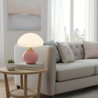 Ceramic Accent Lamp 9 in LED Mushroom Style 24W for Nightstand Office Living Space Soft Illumination