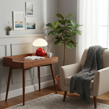 Ceramic Accent Lamp 9 in LED Mushroom Style 24W for Nightstand Office Living Space Soft Illumination