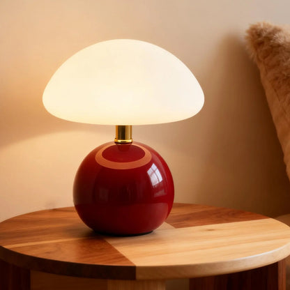 Ceramic Accent Lamp 9 in LED Mushroom Style 24W for Nightstand Office Living Space Soft Illumination