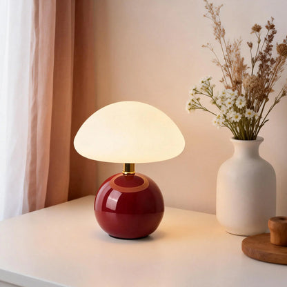 Ceramic Accent Lamp 9 in LED Mushroom Style 24W for Nightstand Office Living Space Soft Illumination
