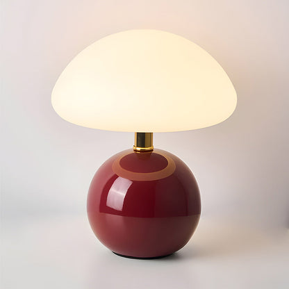 Ceramic Accent Lamp 9 in LED Mushroom Style 24W for Nightstand Office Living Space Soft Illumination
