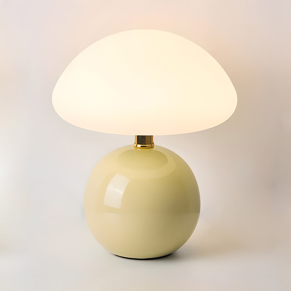 Ceramic Accent Lamp 9 in LED Mushroom Style 24W for Nightstand Office Living Space Soft Illumination