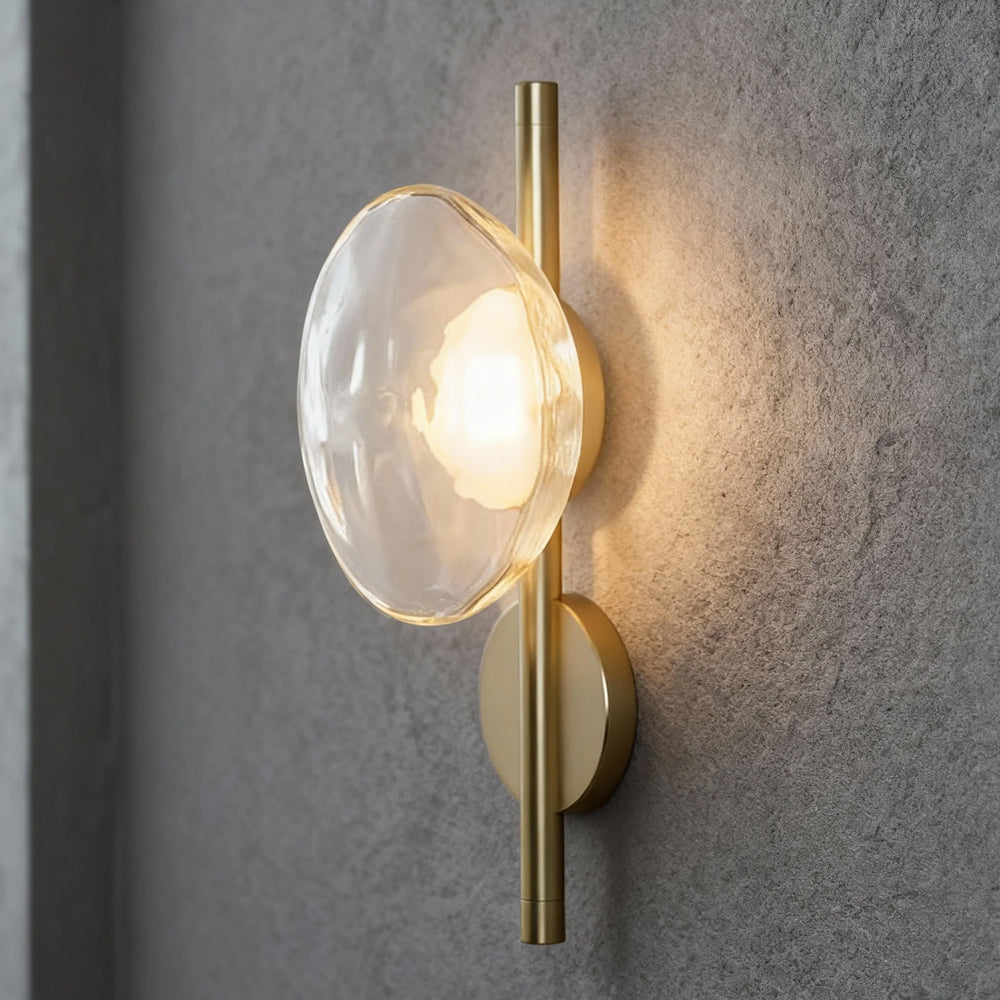 Glass Sconce Light Fixture for Bedroom & Hallway – Iron Frame LED Accent Lighting 8 Inch – Indoor Wall Mount Ambient Light
