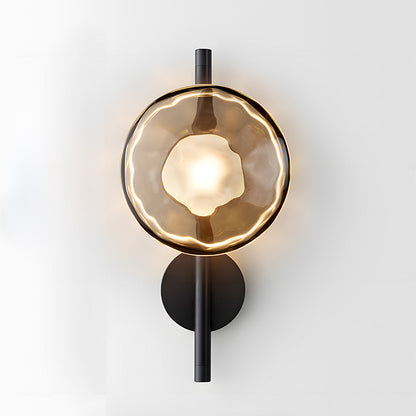 Glass Sconce Light Fixture for Bedroom & Hallway – Iron Frame LED Accent Lighting 8 Inch – Indoor Wall Mount Ambient Light