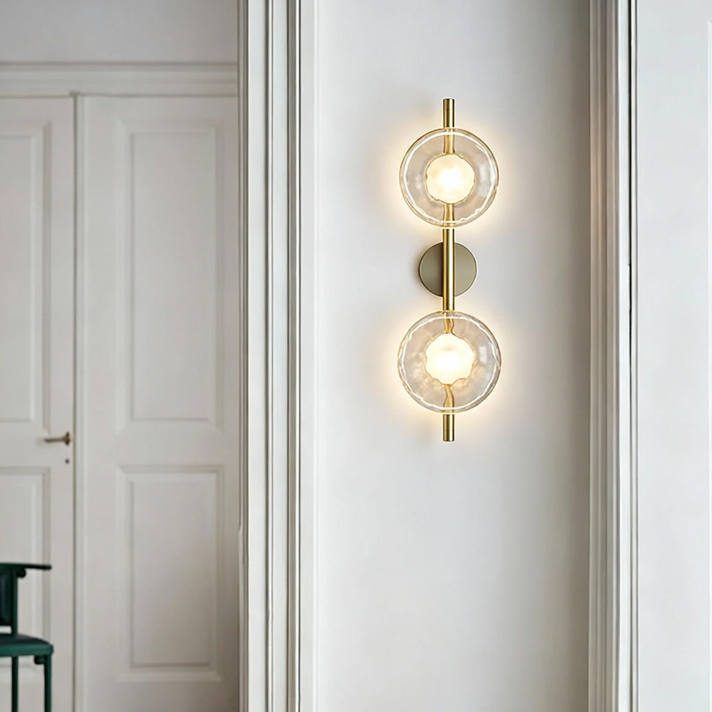 Glass Sconce Light Fixture for Bedroom & Hallway – Iron Frame LED Accent Lighting 8 Inch – Indoor Wall Mount Ambient Light