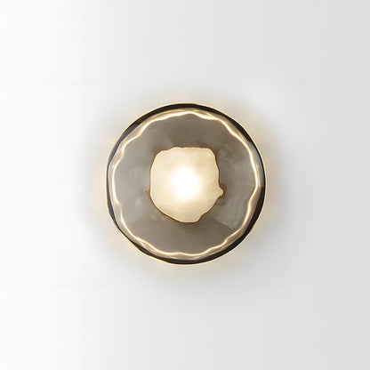 Glass Sconce Light Fixture for Bedroom & Hallway – Iron Frame LED Accent Lighting 8 Inch – Indoor Wall Mount Ambient Light