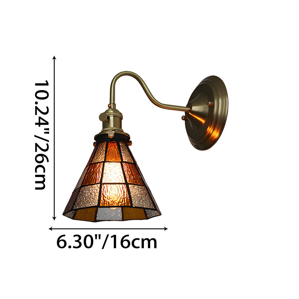 Stained Glass Sconce with Copper Frame E27 Socket Indoor Accent Fixture for Entryways Staircases Reading Nooks Vintage-Inspired Art Deco Lig