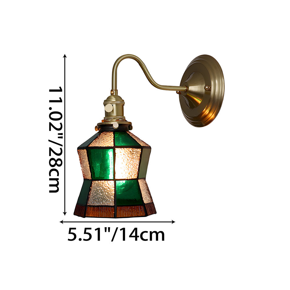 Stained Glass Sconce with Copper Frame E27 Socket Indoor Accent Fixture for Entryways Staircases Reading Nooks Vintage-Inspired Art Deco Lig