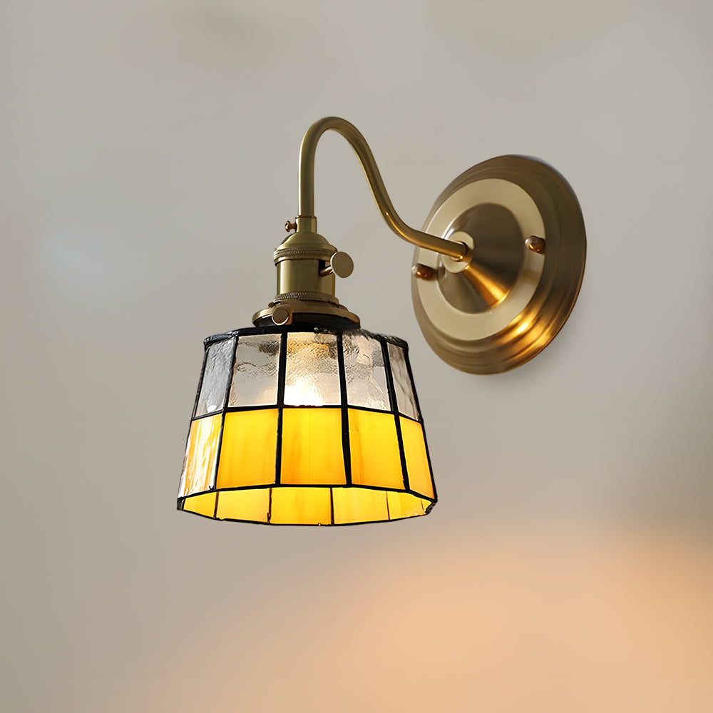 Stained Glass Sconce with Copper Frame E27 Socket Indoor Accent Fixture for Entryways Staircases Reading Nooks Vintage-Inspired Art Deco Lig