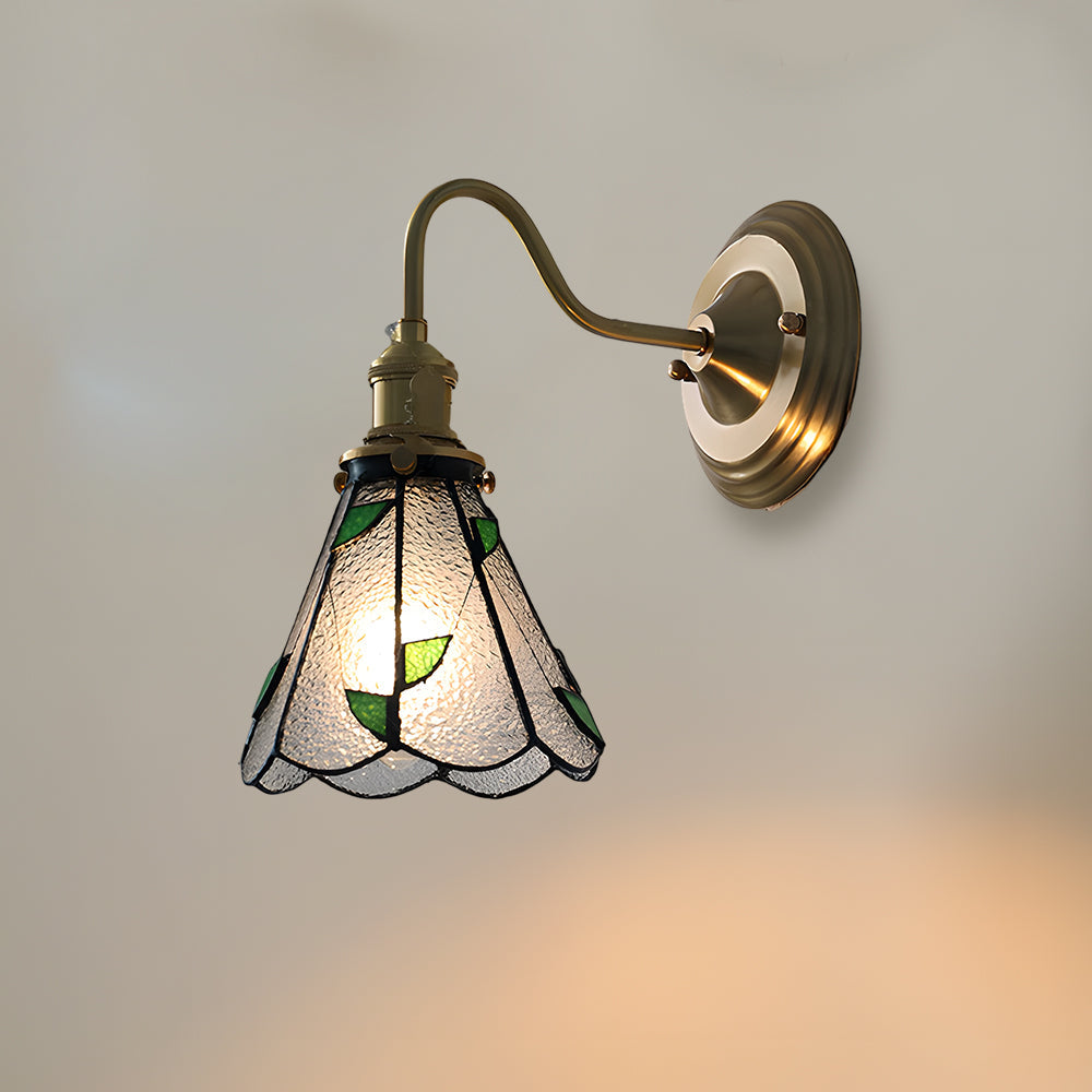 Stained Glass Sconce with Copper Frame E27 Socket Indoor Accent Fixture for Entryways Staircases Reading Nooks Vintage-Inspired Art Deco Lig