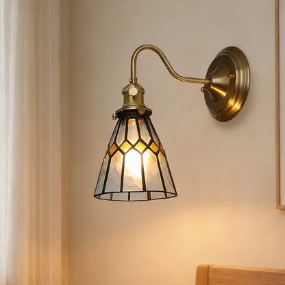 Stained Glass Sconce with Copper Frame E27 Socket Indoor Accent Fixture for Entryways Staircases Reading Nooks Vintage-Inspired Art Deco Lig