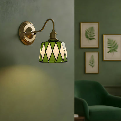 Stained Glass Sconce with Copper Frame E27 Socket Indoor Accent Fixture for Entryways Staircases Reading Nooks Vintage-Inspired Art Deco Lig