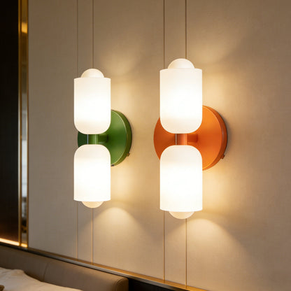 Iron & Glass Sconce Dual-Light Fixture for Bedroom Hallway Bathroom Parisian-Inspired Accent 10 in Tall E14 Socket 6 Finishes