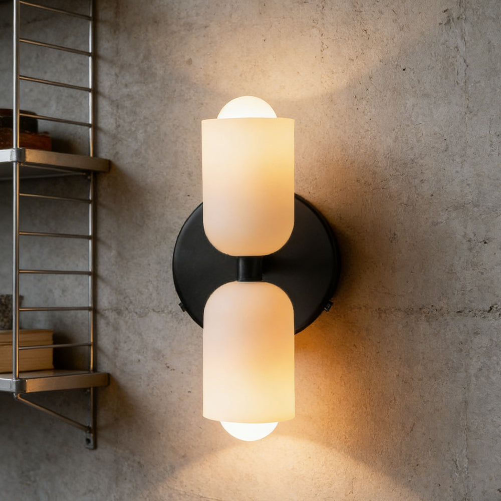 Iron & Glass Sconce Dual-Light Fixture for Bedroom Hallway Bathroom Parisian-Inspired Accent 10 in Tall E14 Socket 6 Finishes