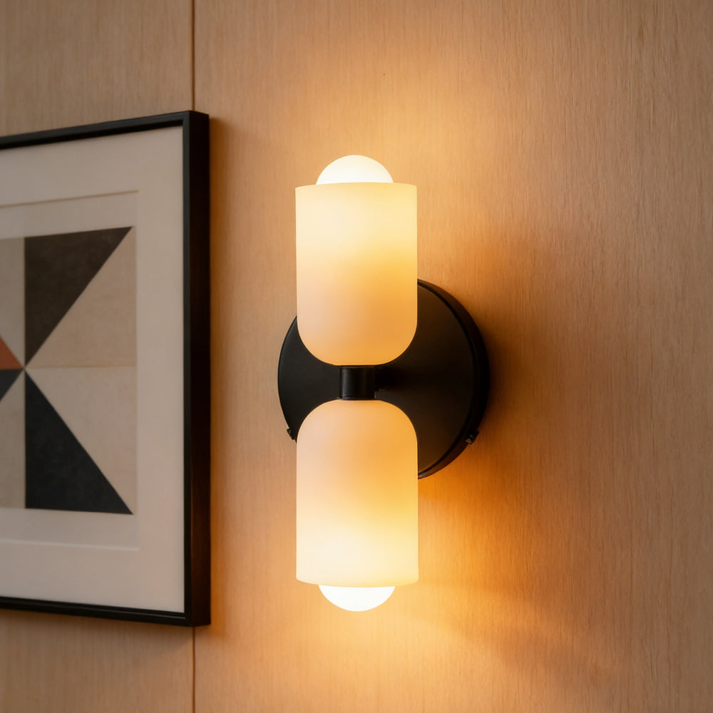 Iron & Glass Sconce Dual-Light Fixture for Bedroom Hallway Bathroom Parisian-Inspired Accent 10 in Tall E14 Socket 6 Finishes