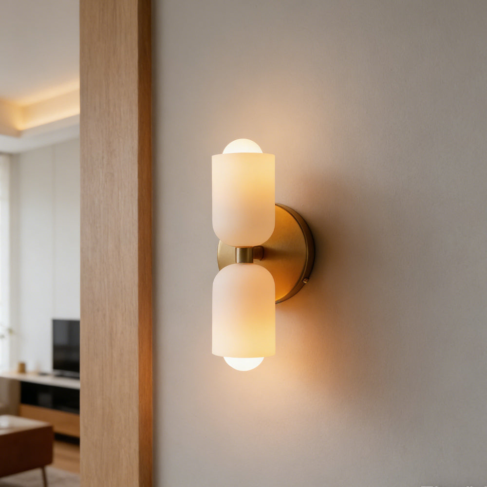 Iron & Glass Sconce Dual-Light Fixture for Bedroom Hallway Bathroom Parisian-Inspired Accent 10 in Tall E14 Socket 6 Finishes