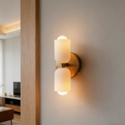 Iron & Glass Sconce Dual-Light Fixture for Bedroom Hallway Bathroom Parisian-Inspired Accent 10 in Tall E14 Socket 6 Finishes