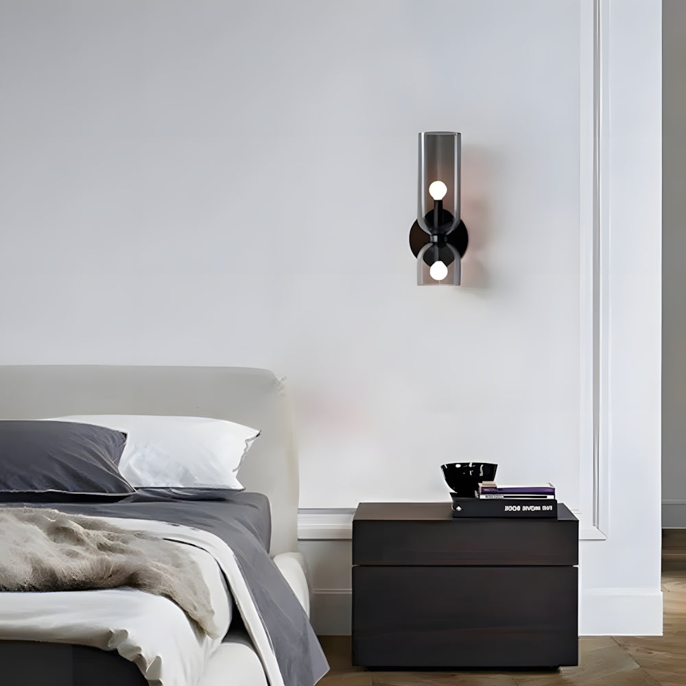 Dual-Arm Sconce with Clear Glass Shades 14 Inch Height Swivel Heads for Bedside Task Reading Hallway Entry Hardwired 110V E12 Socket Up to 4