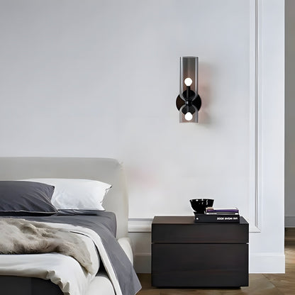 Dual-Arm Sconce with Clear Glass Shades 14 Inch Height Swivel Heads for Bedside Task Reading Hallway Entry Hardwired 110V E12 Socket Up to 4
