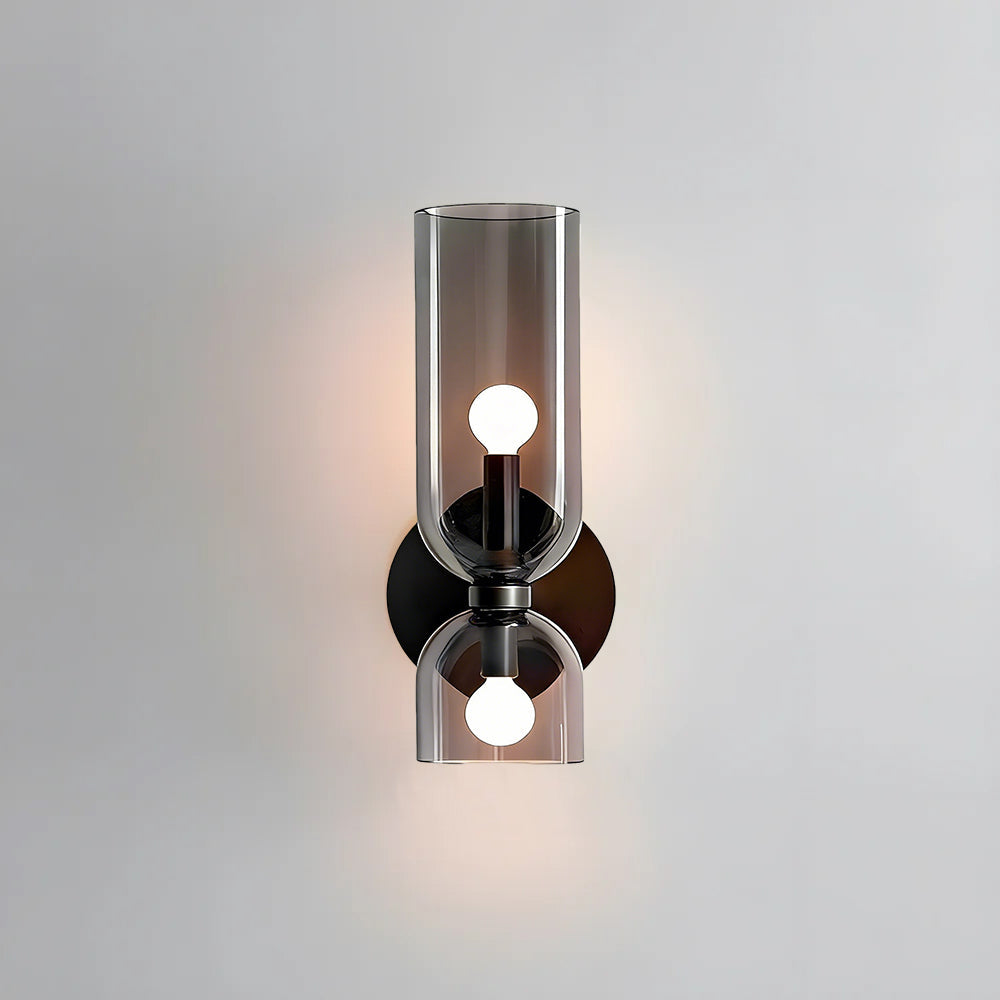 Dual-Arm Sconce with Clear Glass Shades 14 Inch Height Swivel Heads for Bedside Task Reading Hallway Entry Hardwired 110V E12 Socket Up to 4