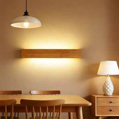 Horizontal Acrylic Sconce Wood Finish E27 Hardwired 22 in Wide Ambient Lighting Minimalist Bedside Hallway Living Room Indoor Fixture