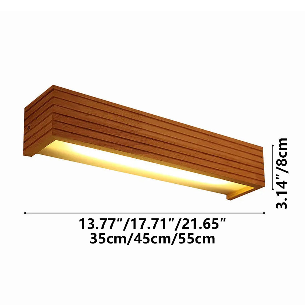Horizontal Acrylic Sconce Wood Finish E27 Hardwired 22 in Wide Ambient Lighting Minimalist Bedside Hallway Living Room Indoor Fixture