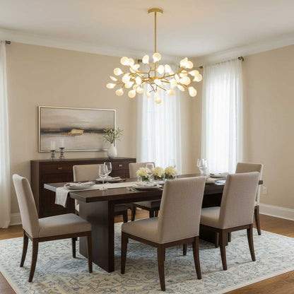 Acrylic Branch Chandelier with Adjustable LED Lights for Dining Room & Entryway - 30 to 63 Light Branches - Dimmable Gold or Black Metal Fin