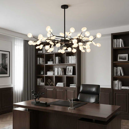 Acrylic Branch Chandelier with Adjustable LED Lights for Dining Room & Entryway - 30 to 63 Light Branches - Dimmable Gold or Black Metal Fin