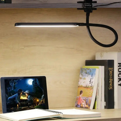 USB Clip-On Desk Lamp with Flexible Gooseneck and Dimmer for Home Office, Reading, and Bedside