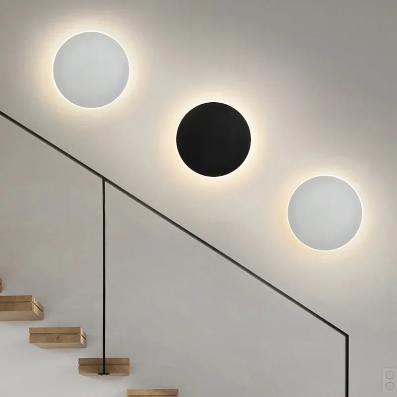 Round LED Sconce 12 in Aluminum Warm Glow for Bedroom Hallway Entryway Modern Minimalist Interior Ambient Lighting Fixtures