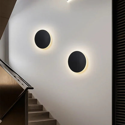 Round LED Sconce 10W Aluminum Fixture 12 Inch Warm White Light for Bedroom Hallway Living Room Modern Minimalist Touch Control or Standard S