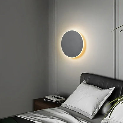 Round LED Sconce 12 in Aluminum Warm Glow for Bedroom Hallway Entryway Modern Minimalist Interior Ambient Lighting Fixtures