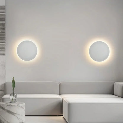 Round LED Sconce 12 in Aluminum Warm Glow for Bedroom Hallway Entryway Modern Minimalist Interior Ambient Lighting Fixtures