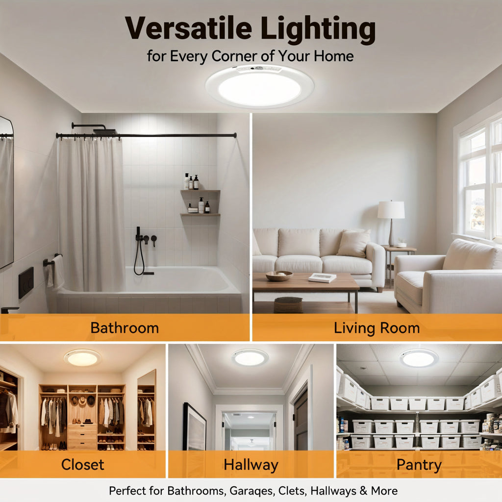 Smart Motion Sensor Ceiling Light | Rechargeable LED Flush Mount Lamp for Effortless Indoor Lighting