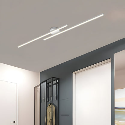 Flush Mount LED Overhead Light | Black Aluminum Linear Low-Profile Fixture for Bedrooms, Entryways & Compact Spaces | Modern Minimalist Desi
