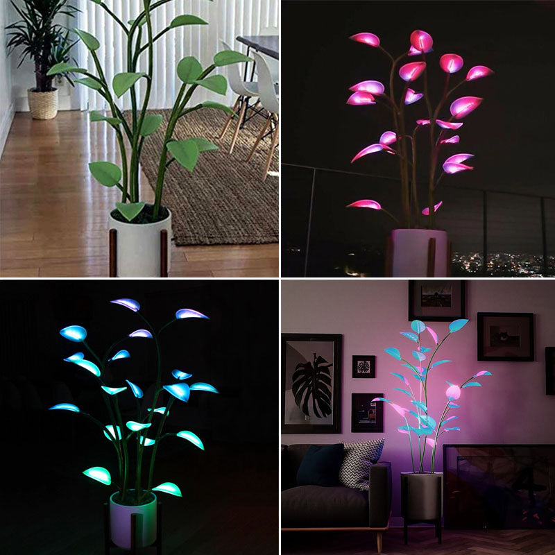 Color-Changing LED Plant Night Light for Bedroom, Living Room & Office – USB Powered Decorative Botanical Lamp with Auto Cycle Lighting
