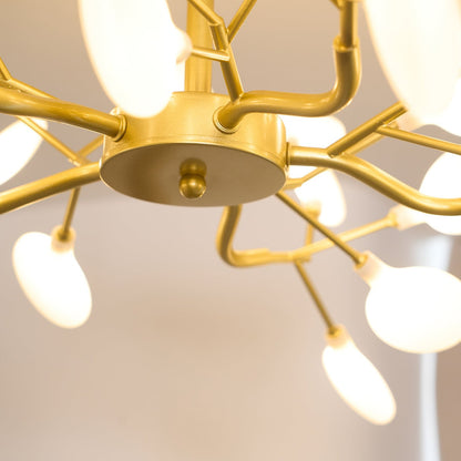 Acrylic Branch Chandelier with Adjustable LED Lights for Dining Room & Entryway - 30 to 63 Light Branches - Dimmable Gold or Black Metal Fin
