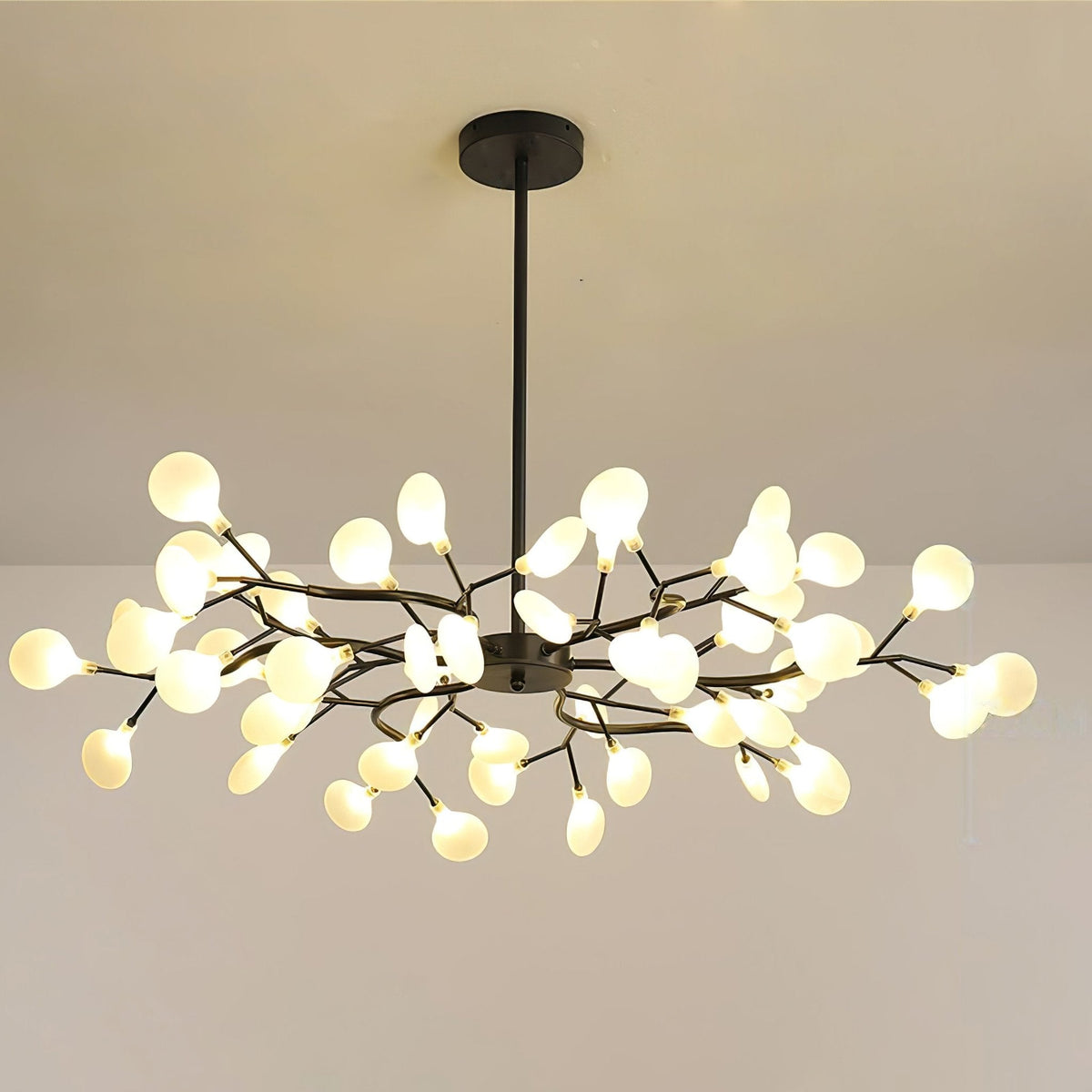 Acrylic Branch Chandelier with Adjustable LED Lights for Dining Room & Entryway - 30 to 63 Light Branches - Dimmable Gold or Black Metal Fin