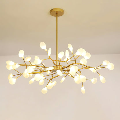 Acrylic Branch Chandelier with Adjustable LED Lights for Dining Room & Entryway - 30 to 63 Light Branches - Dimmable Gold or Black Metal Fin