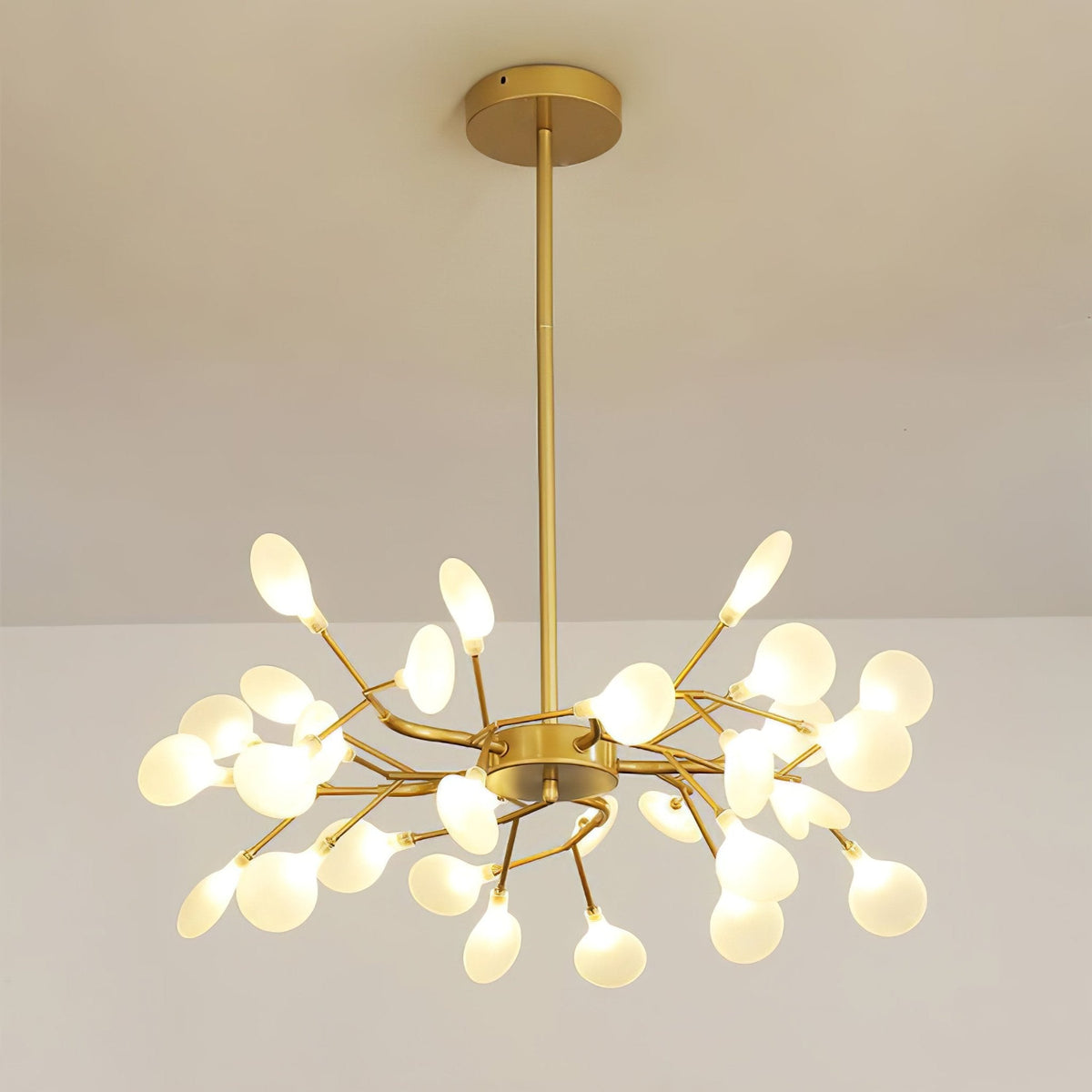 Acrylic Branch Chandelier with Adjustable LED Lights for Dining Room & Entryway - 30 to 63 Light Branches - Dimmable Gold or Black Metal Fin