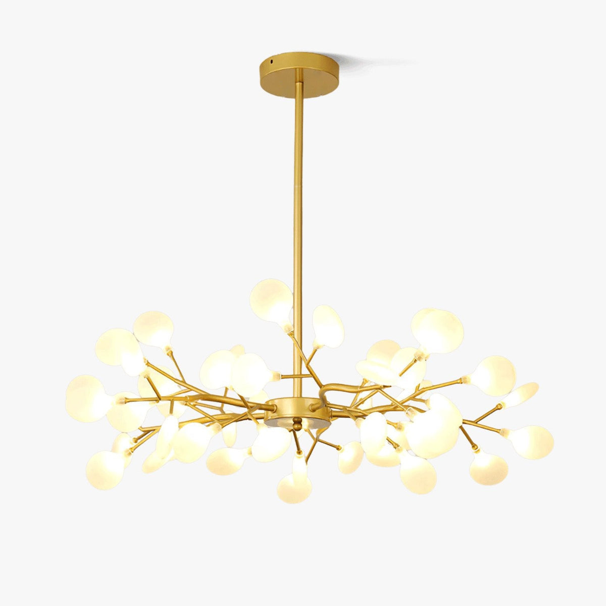 Acrylic Branch Chandelier with Adjustable LED Lights for Dining Room & Entryway - 30 to 63 Light Branches - Dimmable Gold or Black Metal Fin