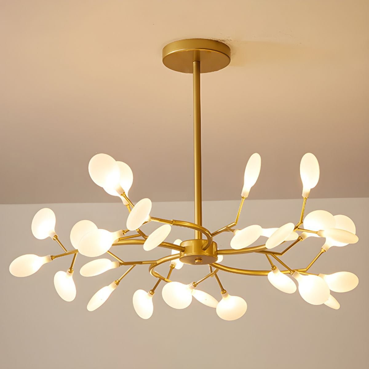 Acrylic Branch Chandelier with Adjustable LED Lights for Dining Room & Entryway - 30 to 63 Light Branches - Dimmable Gold or Black Metal Fin