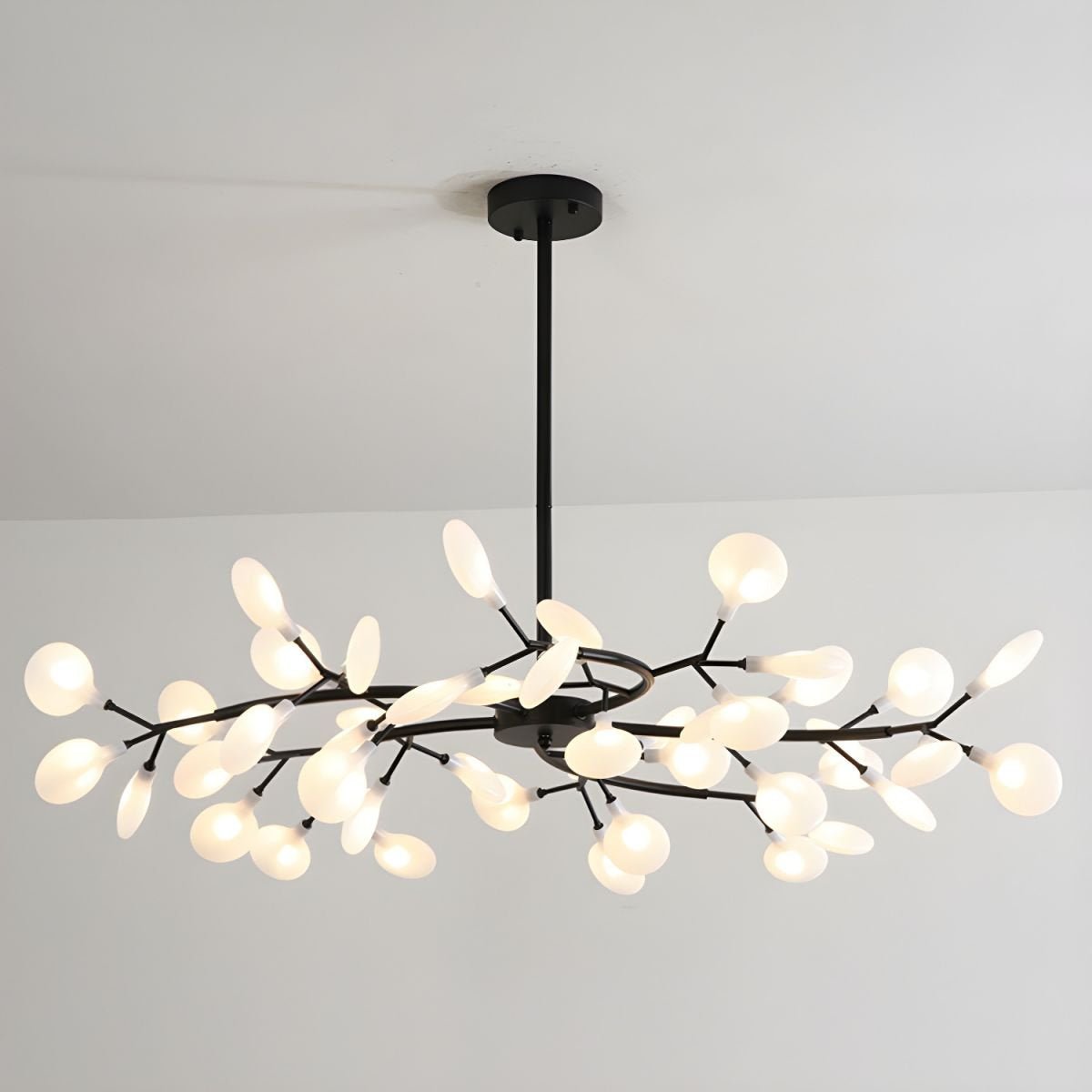 Acrylic Branch Chandelier with Adjustable LED Lights for Dining Room & Entryway - 30 to 63 Light Branches - Dimmable Gold or Black Metal Fin