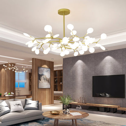 Acrylic Branch Chandelier with Adjustable LED Lights for Dining Room & Entryway - 30 to 63 Light Branches - Dimmable Gold or Black Metal Fin