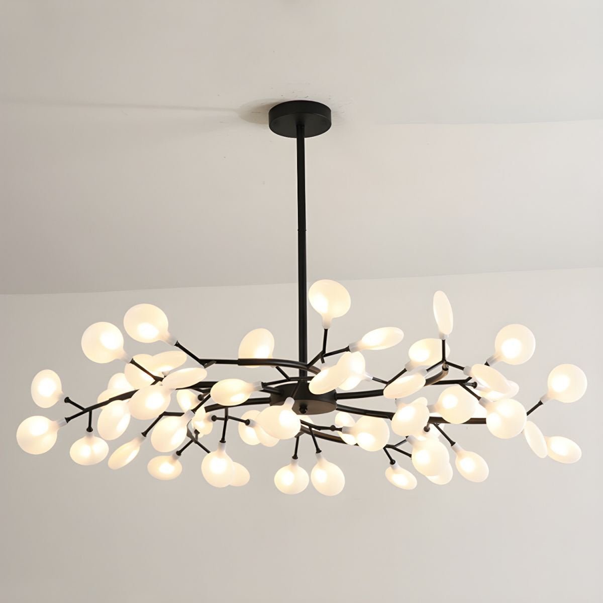 Acrylic Branch Chandelier with Adjustable LED Lights for Dining Room & Entryway - 30 to 63 Light Branches - Dimmable Gold or Black Metal Fin