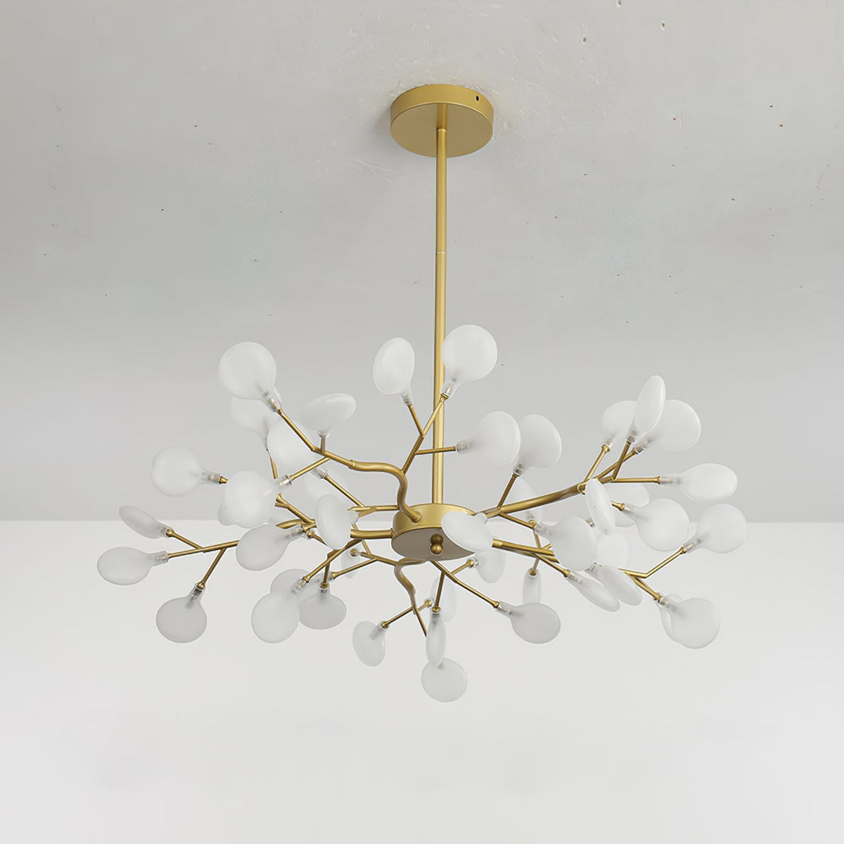 Acrylic Branch Chandelier with Adjustable LED Lights for Dining Room & Entryway - 30 to 63 Light Branches - Dimmable Gold or Black Metal Fin