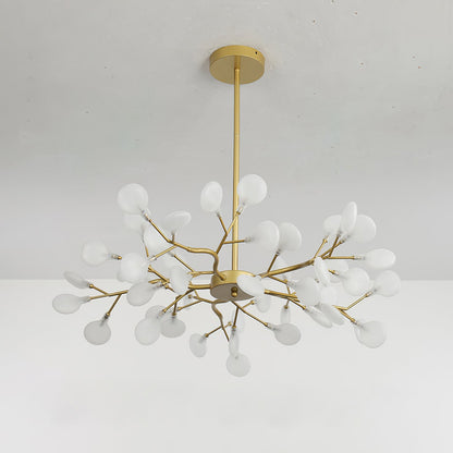 Acrylic Branch Chandelier with Adjustable LED Lights for Dining Room & Entryway - 30 to 63 Light Branches - Dimmable Gold or Black Metal Fin